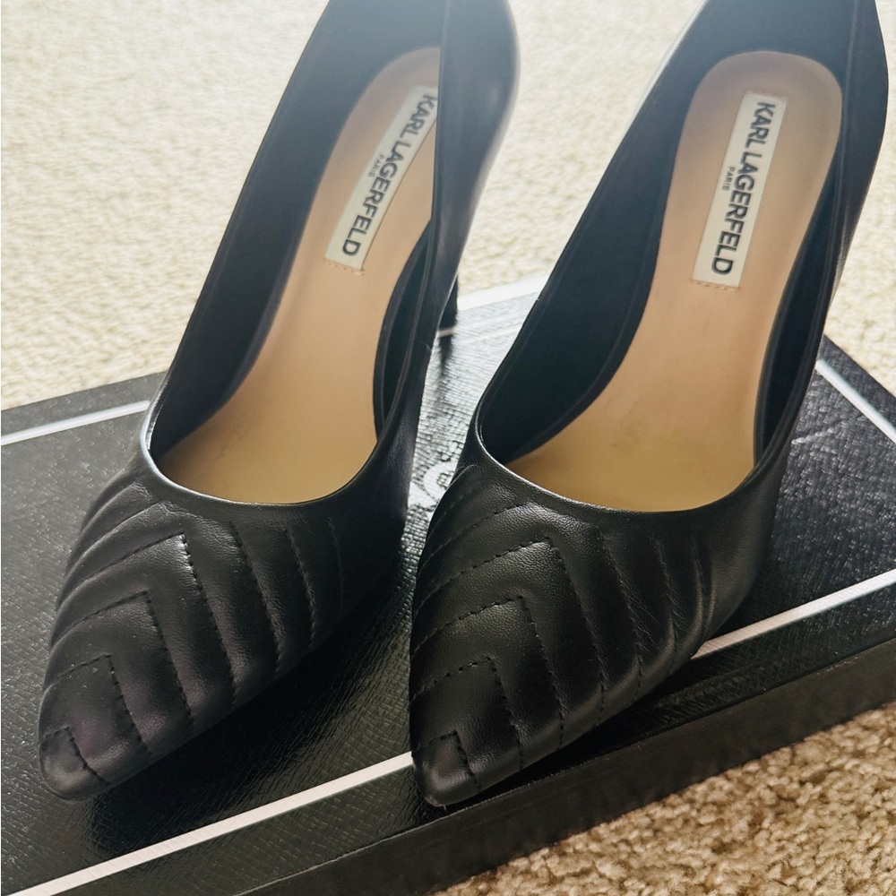 Karl Lagerfeld Black Women's Leather Pumps